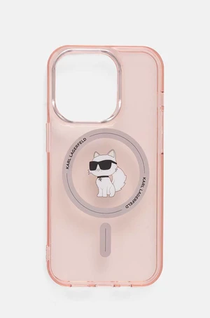 Obal na telefon Karl Lagerfeld iPhone 14 Pro 6.1 růžová barva, KLHMP14LHFCCNOP