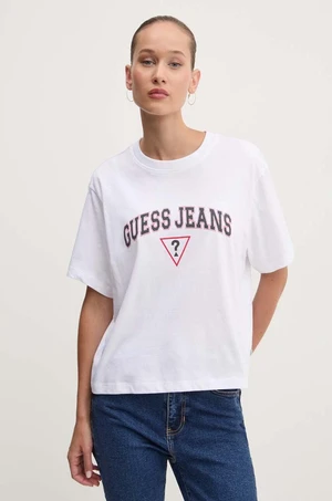 Bavlněné tričko Guess Jeans bílá barva, W4YI06 K8HM0