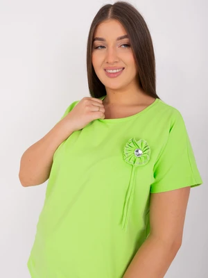 Light green oversized women's blouse with trim