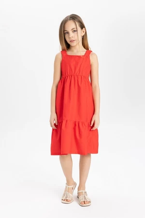 DEFACTO Girl's Poplin Strap Dress