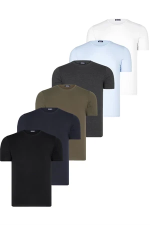 SIX SET T8569 DEWBERRY BIKE COLLAR T-SHIRT-BLACK-WHITE-BLUE-NAVY BLUE-ANTHRACITE-KHAKI