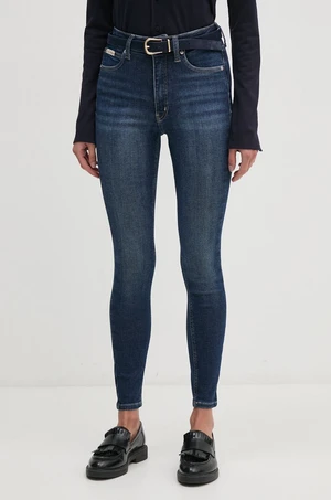 Džíny Calvin Klein Jeans dámské, tmavomodrá barva, J20J224916