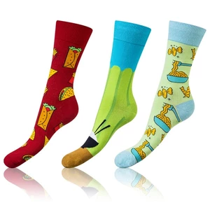 Sada tří párů unisex vzorovaných ponožek v červené, zelené a tyrkysové barvě Bellinda CRAZY SOCKS