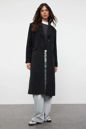 Trendyol Black Regular Striped Long Coat