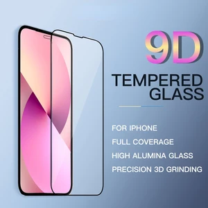 Full Coverage For iPhone14 13 pro Max 12 Pro 11 X XS max 8 7 Plus Mini 9H Clear HD Tempered Glass 9D Film Screen Protector