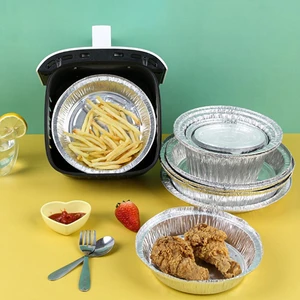 10Pcs Air Fryer Disposable Paper Microwave Tin Steamer Mats Aluminum Foil BBQ Food Tray Container Non-stick Baking Tools