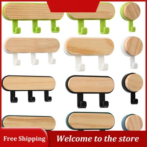 1Pcs Strong Self Adhesive Door Wall Hangers Hooks ABS Wood Hat Racks Key Hanger Wall Organizer Kitchen Bathroom Accessories