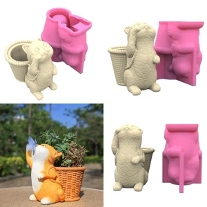 Cat shape Pen Holder Flower Pot Silicone Molds DIY Crafts Plaster Mold DropShip