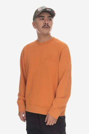 Bavlnená mikina Wood Hugh Embossed Sweatshirt 12315602-2474 ABRICOT ORANGE pánska, oranžová farba, jednofarebná