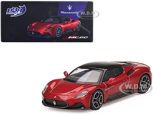 Maserati MC20 Rosso Vincente Red with Black Top 1/64 Diecast Model Car by BBR