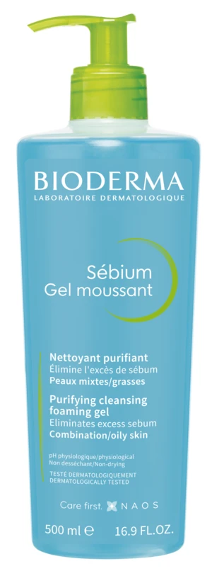 BIODERMA Sébium Gel moussant jemný čisticí gel pro smíšenou a mastnou pleť 500 ml