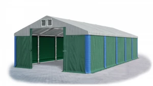 Garážový stan 4x8x2m střecha PVC 560g/m2 boky PVC 500g/m2 konstrukce ZIMA Šedá Zelená Modré