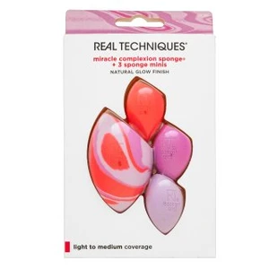 Real Techniques Berry Pop Miracle Complexion Sponge + 3 Sponge Minis houbička na make-up