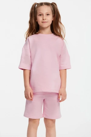 GRIMELANGE Cali Girls' Crew Neck Pink Tracksuit Set