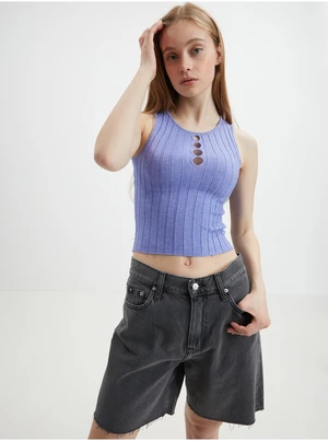 Světle fialové crop top tílko Noisy May Frey - Dámské