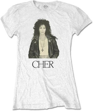 Cher Camiseta de manga corta Leather Jacket Womens Blanco 2XL