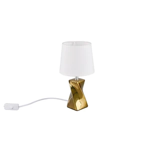 Lampa stołowa w kolorze złota z tekstylnym kloszem (wysokość 28 cm) Abeba – Trio