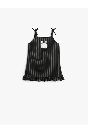 Koton Strappy Dress with Rabbit Applique and Pocket Detail