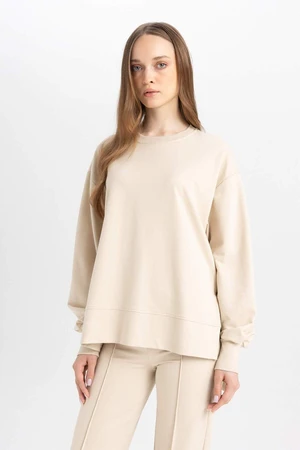 DEFACTO Regular Fit Crew Neck Basic Plain Sweatshirt Tunic D4800ax24au