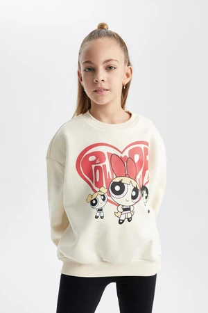 DEFACTO Girls Powerpuff Girls Crew Neck Soft Furry Thick Sweatshirt