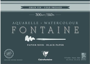 Clairefontaine Fontaine Black Cold-Pressed Glued Pad On 4 Sides Carnete de Schițe 26 x 36 cm 300 g