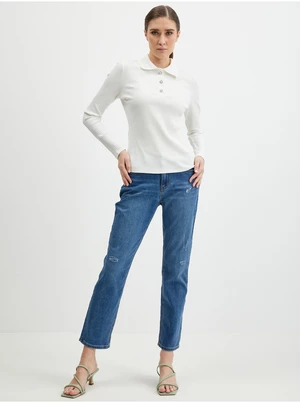 Orsay White Womens Ribbed Polo T-Shirt - Women