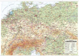 Střední Evropa - nástěnná obecně zeměpisná mapa 1 : 1 715 000