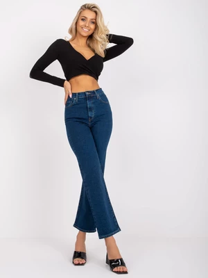 Dark blue straight jeans with high waist by Marcela RUE PARIS