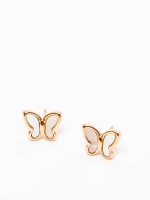 Earrings with enamel butterfly white