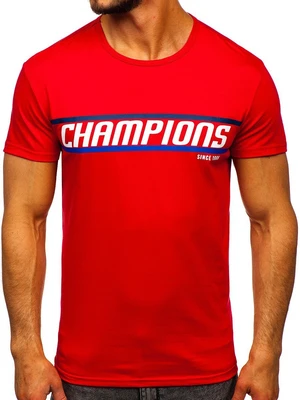 Men's T-shirt with print SS10953 - red,