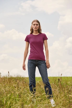 Iconic Burgundy Women's T-shirt in combed cotton Fruit of the Loom