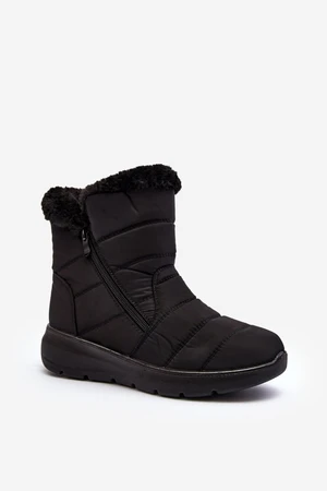 Black women's Zeuna zippered snow boots with fur