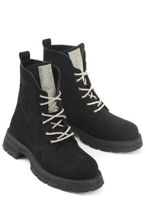 Capone Outfitters Women's Lace Up Side Zipper Trak Sole Boots