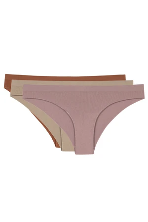 LOS OJOS 3 Pieces Ribbed Seamless Classic Panties