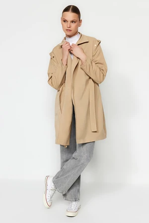 Trendyol Limited Edition Beige Belted Water-Repellent Trench Coat