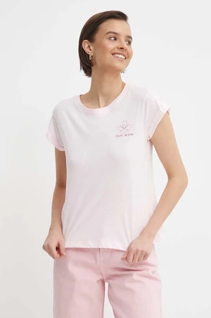 Bavlněné tričko Pepe Jeans KAYLA růžová barva, PL505823