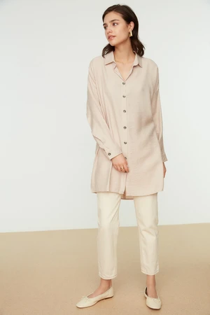 Trendyol Beige Back Button Detailed Woven Aerobin Tunic