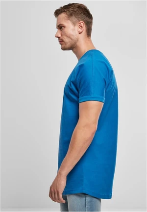 Long Shaped Turnup Sports Blue T-Shirt