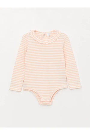 LC Waikiki Crew Neck Long Sleeved Baby Girl Bodysuit with Snap fastener