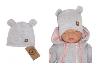 Z&amp;Z Dvouvrstvá bavlněná čepička LOVE TEDDY, šedá, vel. 80-86 (12-18m)