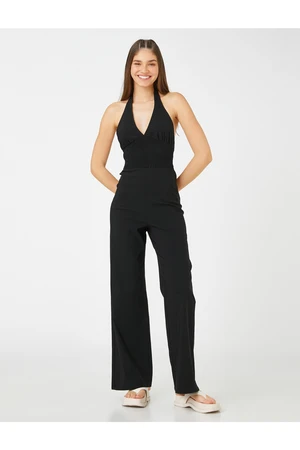 Koton Women's Clothing Wide Leg Jumpsuit Halter Collar Waist Nipple