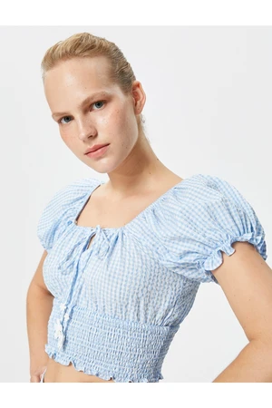 Koton Rachel Araz X Cotton - Crop Poplin Blouse with Balloon Sleeves