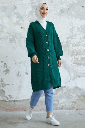 InStyle Evia Buttons Knitwear Cardigan - Emerald