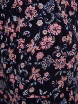 Růžovo-černé holčičí květované kalhoty GAP