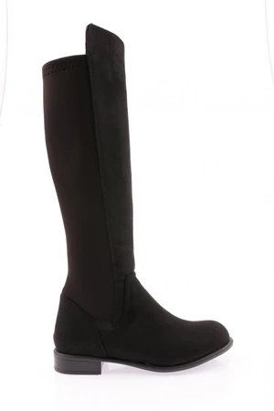 DGN 501 Women's Back Stretch Zip Up Knee High Flats Boots.