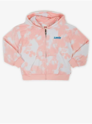 Levi&#39;s White-pink Girly Batik Zippered Sweatshirt with Hood Levi&#39;s® - Girls