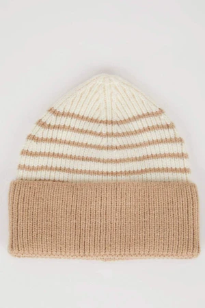 DEFACTO Baby Boy Striped Fleece Inside Knitwear Beret