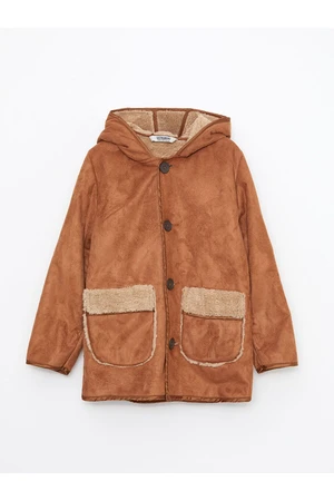 LC Waikiki Boys' Hooded Suede Look Coat