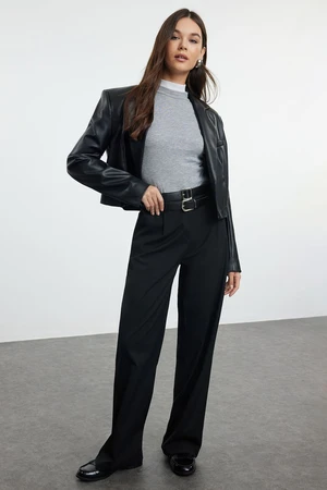 Trendyol Black Double Belted Straight Cut Woven Trousers