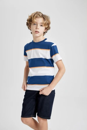 DEFACTO Boys' Crew Neck Striped Short Sleeve T-Shirt